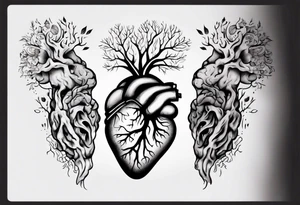 Left half human brain and right half human heart tattoo idea