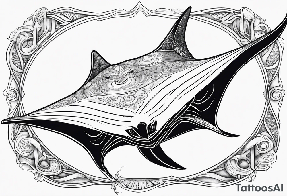 Manta ray swimming tattoo idea