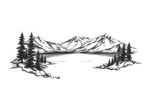 Outline of Lake Tahoe with a lake scene inside tattoo idea