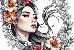 Women and flower tattoo idea