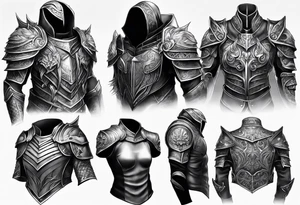 Armor for upper arm and chest tattoo idea