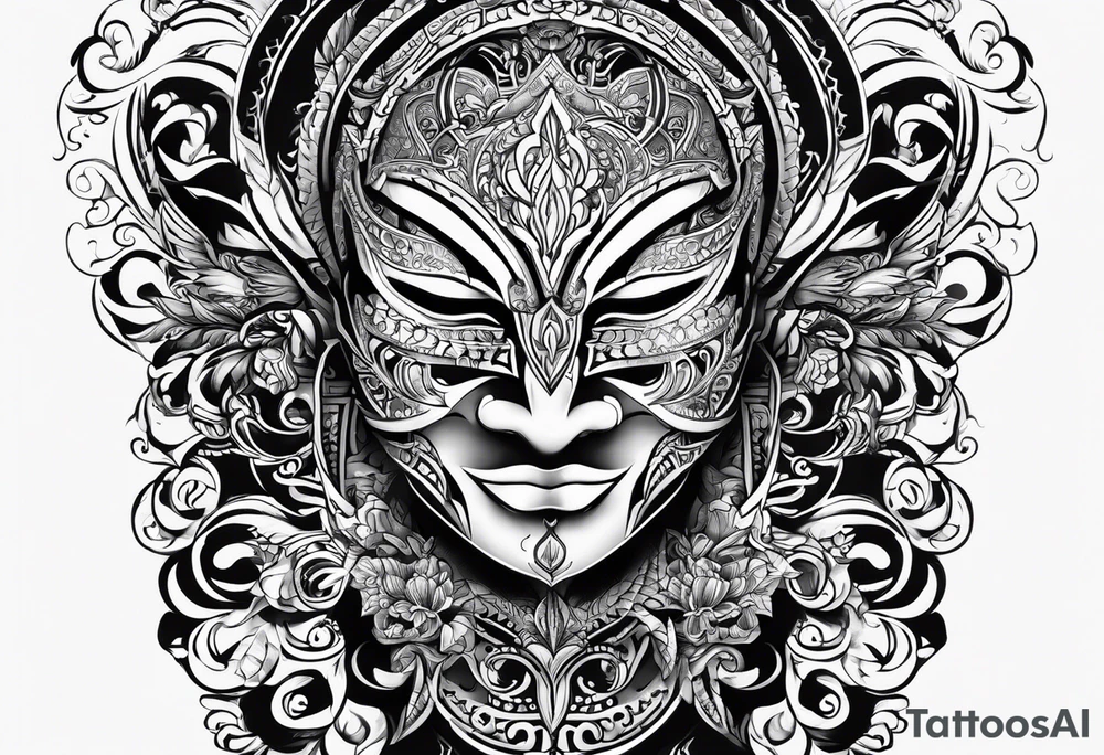Flip face mask ambigram tattoo idea