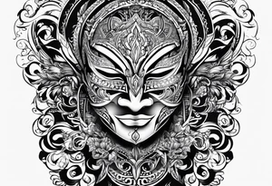 Flip face mask ambigram tattoo idea