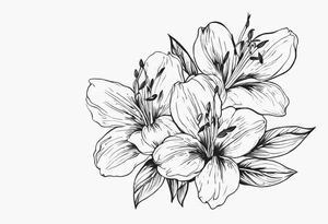 alstroemeria flowers surrrounded by greenary with powerful words some where in the tattoo more minimalist tattoo idea