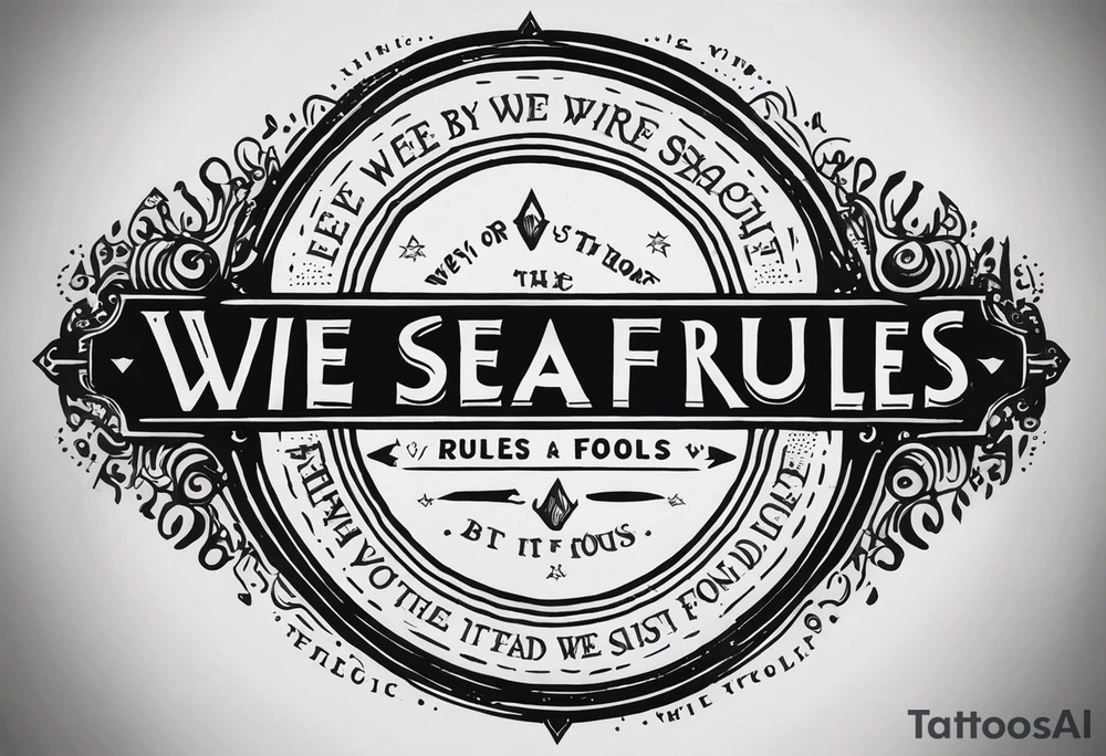 create a tatto using the next lyric: "We were searching for reasons
To play by the rules
But we quickly found
It was just for fools" in in a dark circle tattoo idea