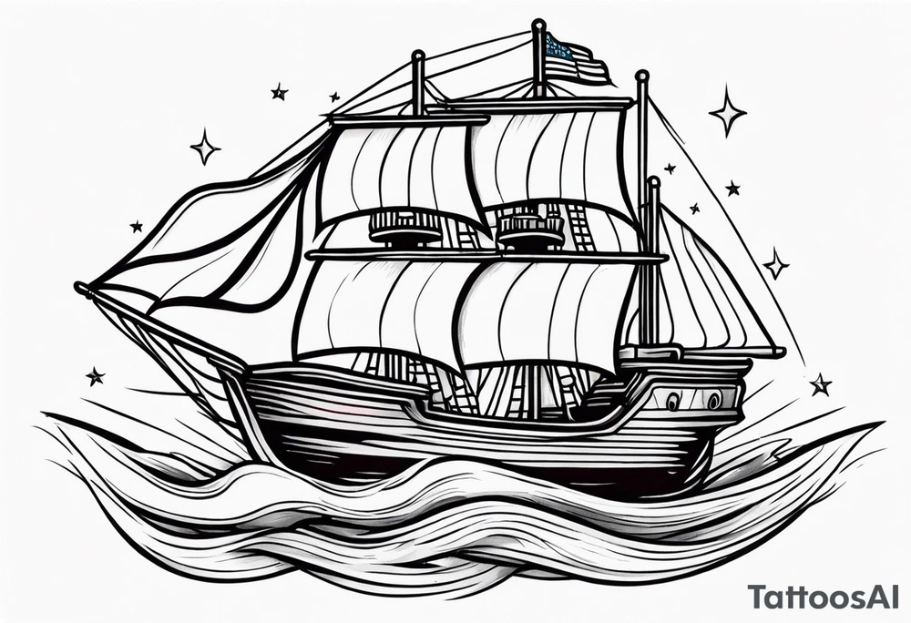 american traditional ship. rope border tattoo idea