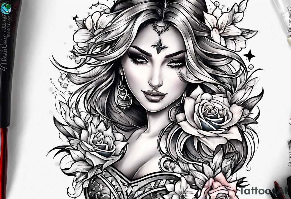 Hearts and stars "Drew" tattoo idea