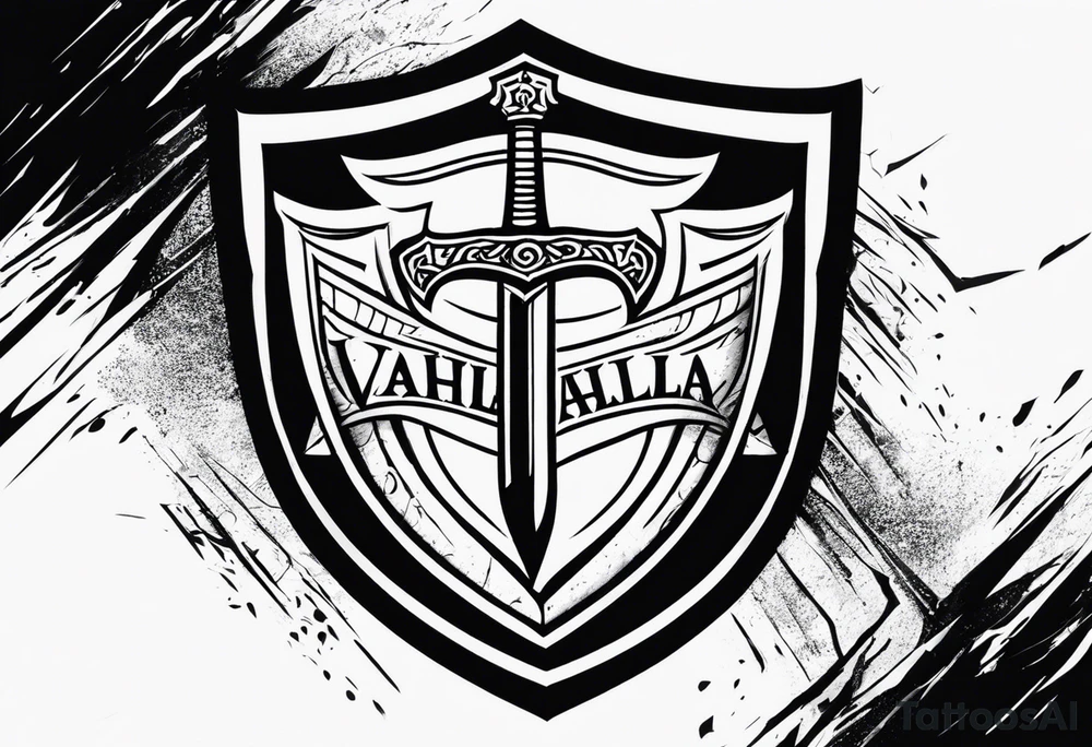 Valhalla sword shield lightning tattoo idea