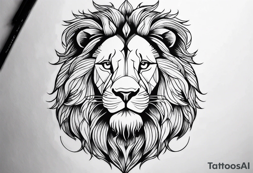 powerful majestic lion, close-up tattoo idea