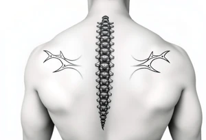 Spinal futuristic, full length, shoulders to lower back tattoo idea