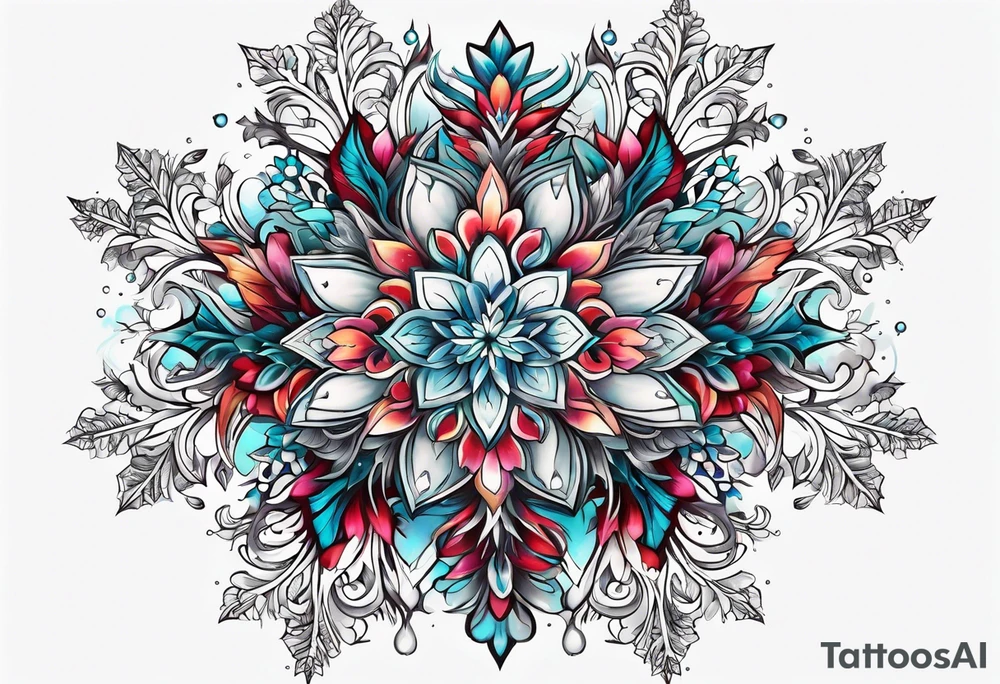snowflake , flower tattoo idea