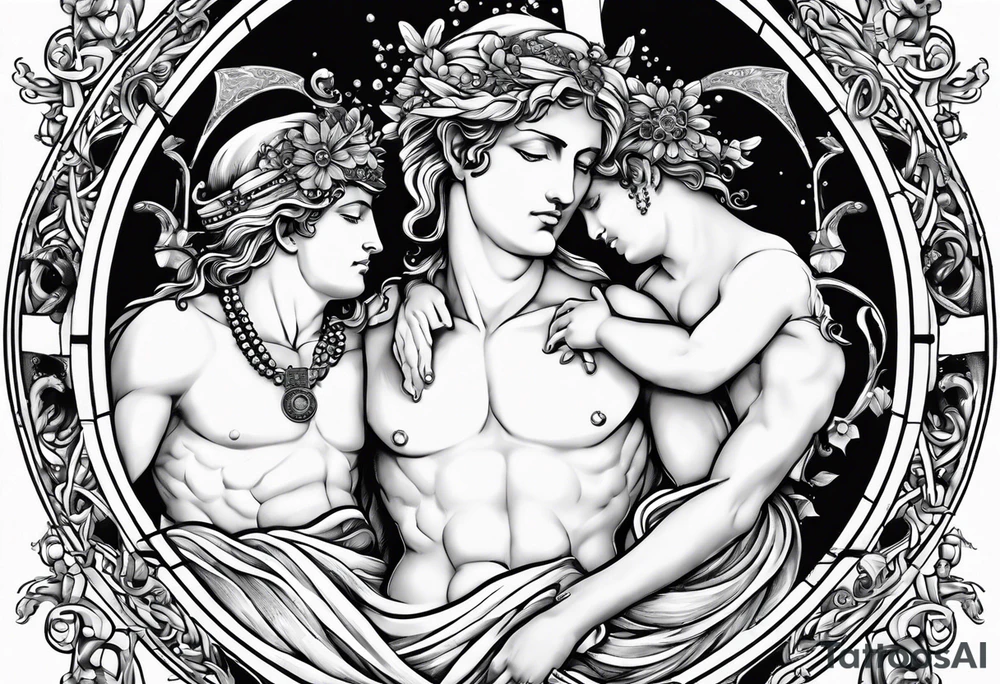 Greek god 2 heads, Aquarius, timeless clock, rosary tattoo idea Greek god 2 heads, Aquarius, timeless clock, rosary tattoo idea