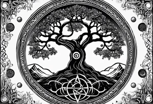 cosmic yggdrasil tattoo idea