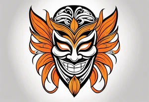 Laughing Male masquerade mask with orange and black smoke tattoo idea