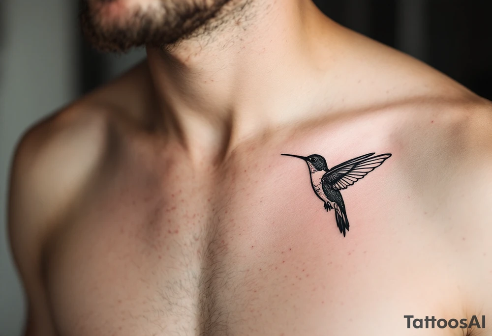 small, manly, minimalist, indigenous, hummingbird in the left side of the chest tattoo idea