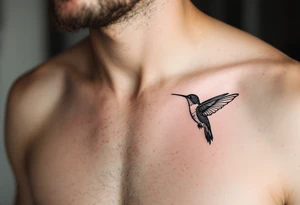 small, manly, minimalist, indigenous, hummingbird in the left side of the chest tattoo idea