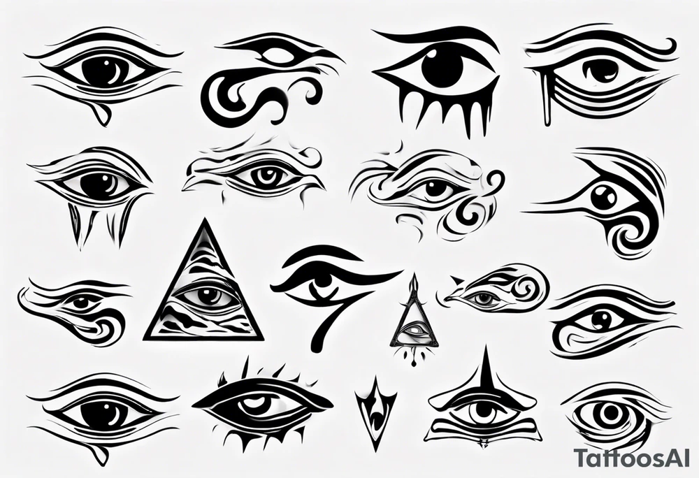Abstract eye of horus melting tattoo idea