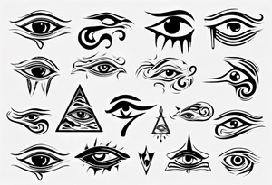 Abstract eye of horus melting tattoo idea