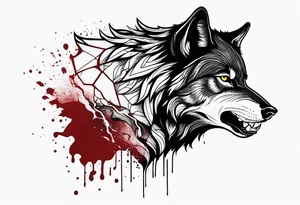 black wolf with blood in mouth tattoo idea
