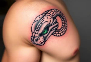 A Serpent with Emerald Green Eyes – Inspired by ancient Egyptian artwork, representing wisdom and transformation. tattoo idea