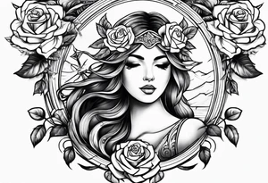 sagittarius, love and happiness and with roses tattoo idea