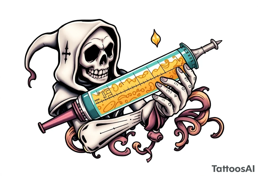 Syringe full of meth makes reaper super powerful tattoo idea