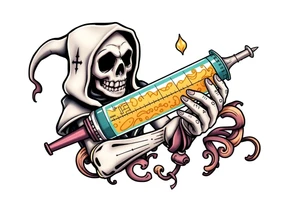 Syringe full of meth makes reaper super powerful tattoo idea