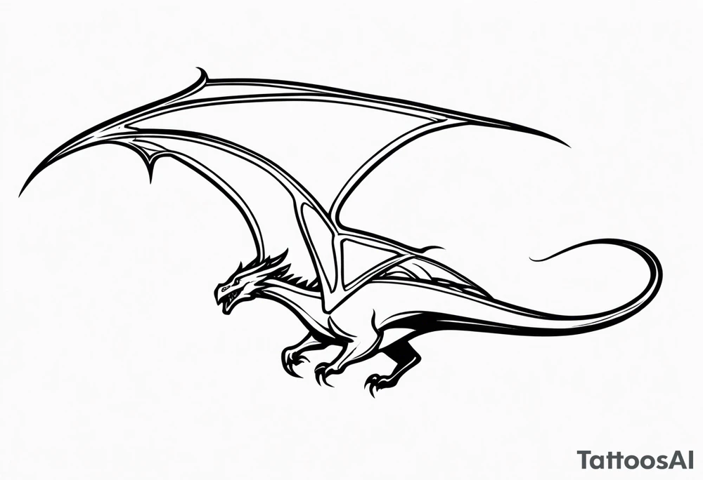 Wyvern flying simple tattoo idea