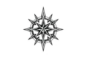 Simple Double layered compass rose tattoo idea