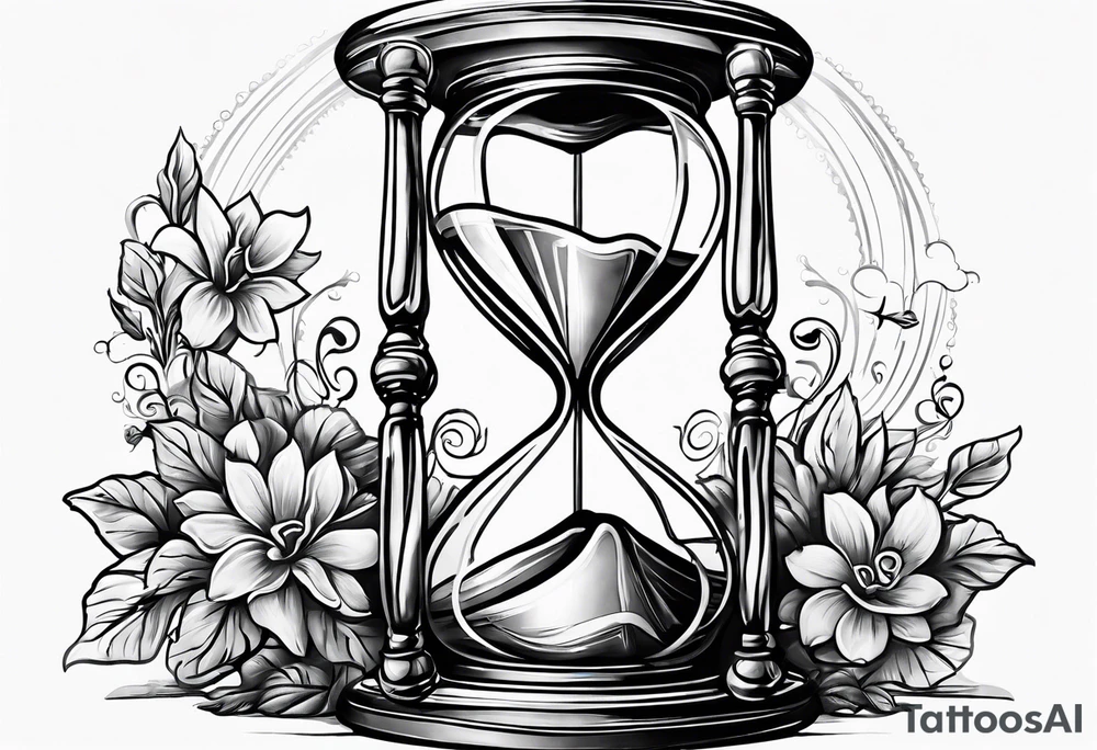 carpe diem hour glass that represent kid adult old tattoo idea