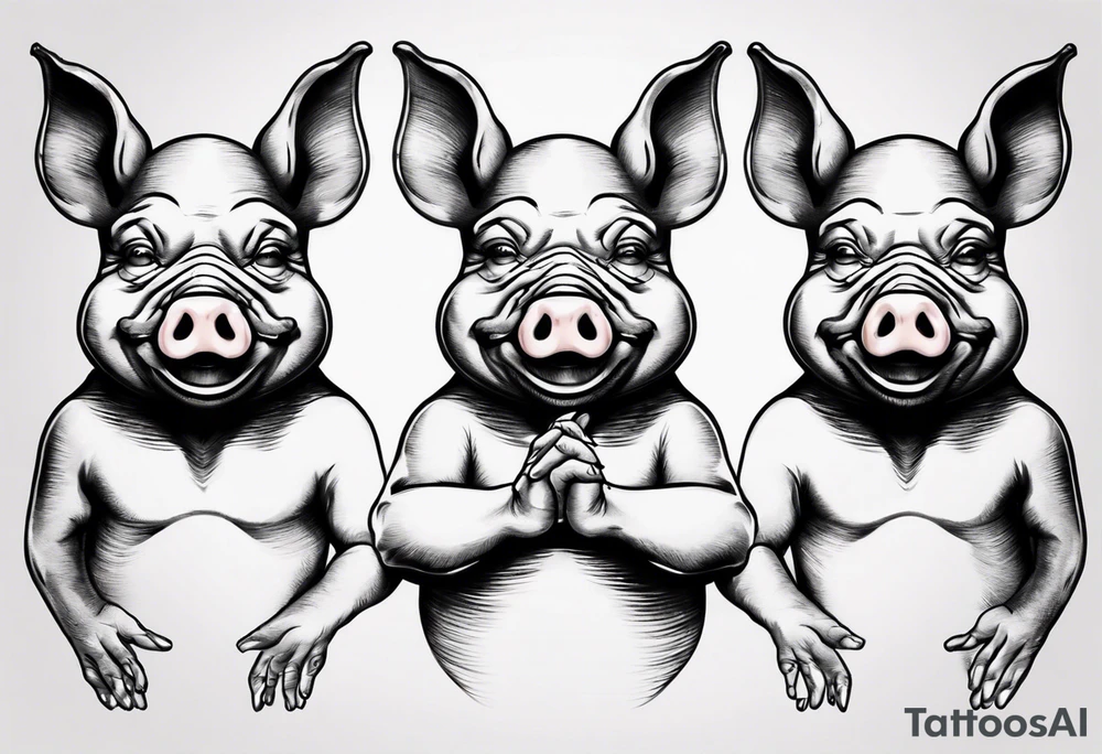 see no, hear no, speak no evil, pigs tattoo idea