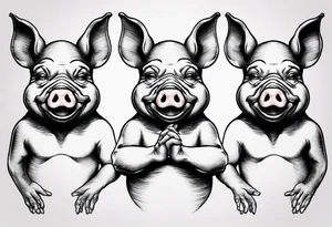 see no, hear no, speak no evil, pigs tattoo idea