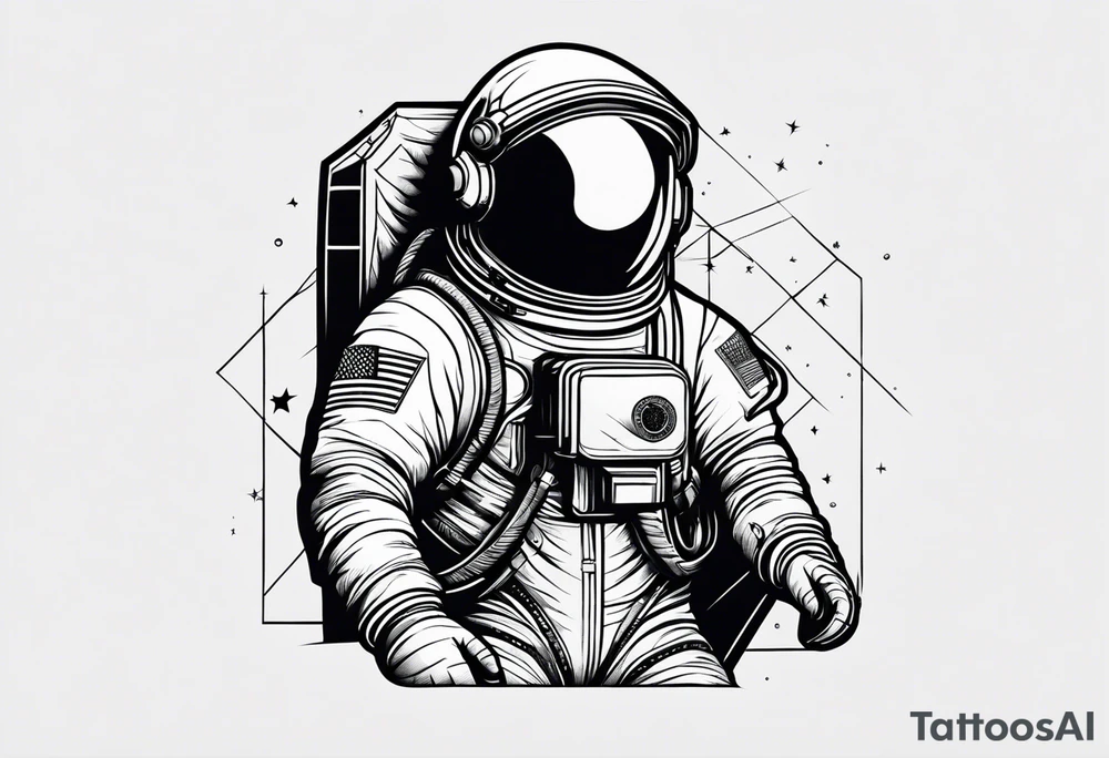 astronaut, minimalist, simple tattoo idea