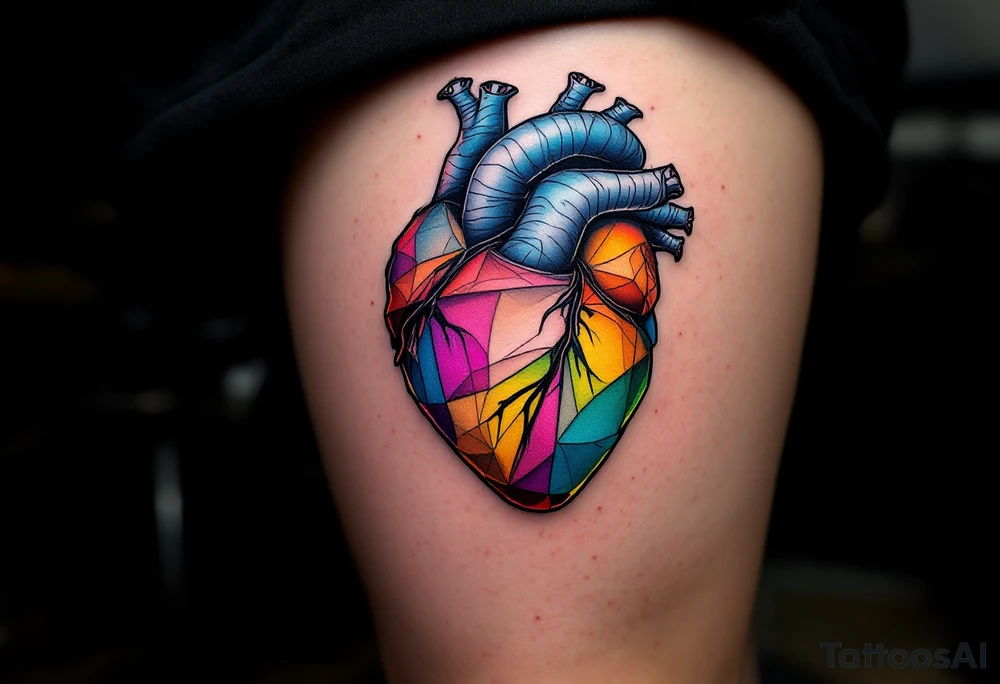 antomically percise heart including colors tattoo idea