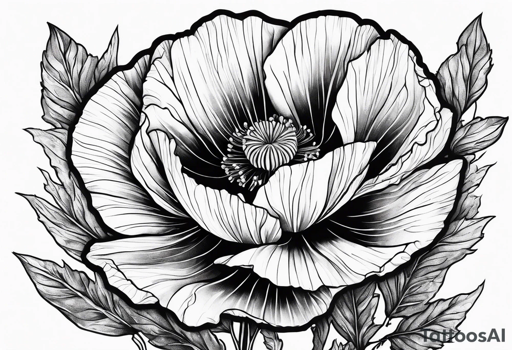 Poppy plant breaking through rock tattoo idea