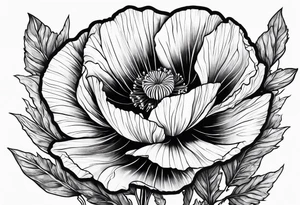 Poppy plant breaking through rock tattoo idea