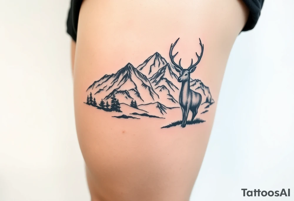 Polish mountain range called Tatry with deer tattoo idea