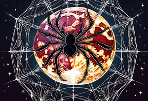 spider shooting web hangin down moon tattoo idea