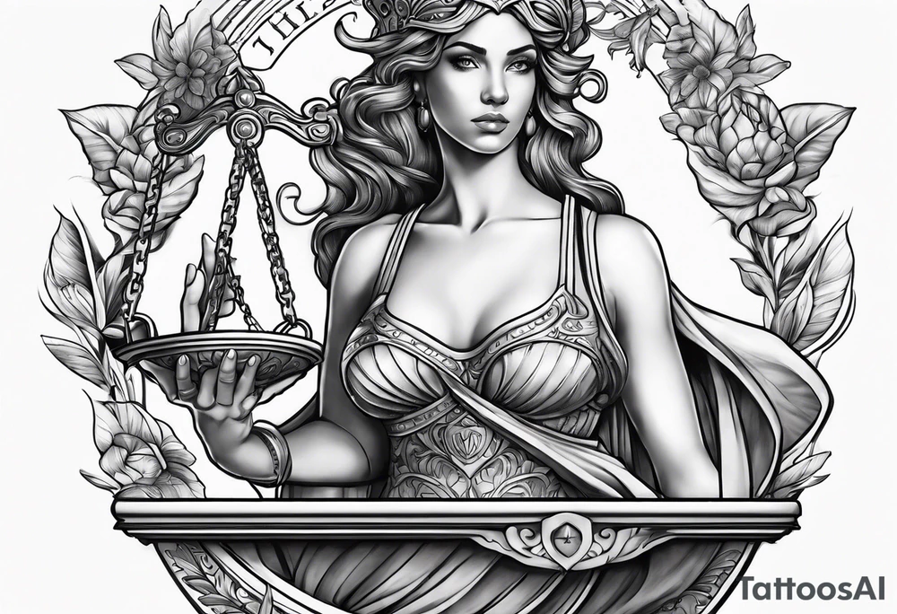 Themis holding the scales of justice tattoo idea