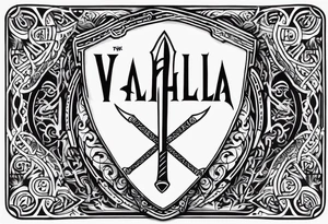 Valhalla viking shield hatchet sword tattoo idea