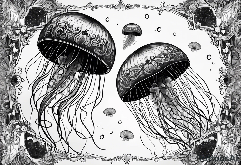 Jellyfish that consumes everything it encounters and send it to the void. It has the milky way in its bell tattoo idea