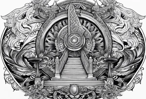 Valhalla sword shield stairs axe tattoo idea