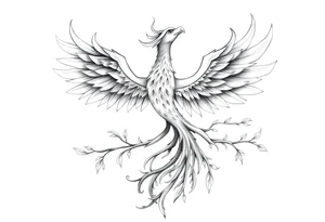 Powerful Phoenix rising tree of life tattoo idea