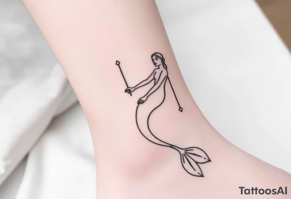 Simple Mermaid with elbow crutches tattoo idea
