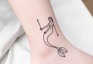 Simple Mermaid with elbow crutches tattoo idea