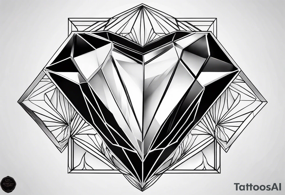 heart diamond black hexagon tattoo idea