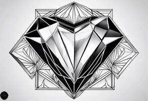 heart diamond black hexagon tattoo idea