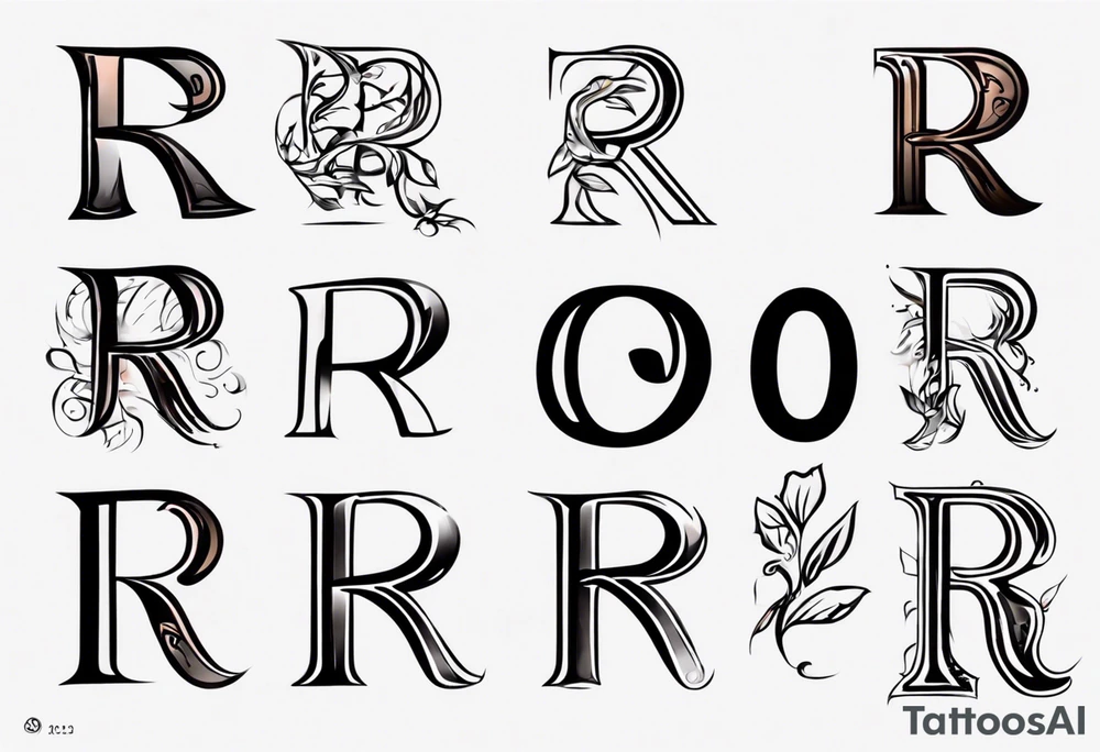 Letter R with date 09.01.23 tattoo idea