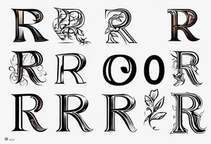 Letter R with date 09.01.23 tattoo idea