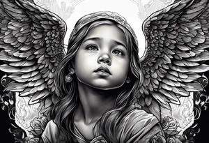 Kid looking up at angel of death tattoo idea